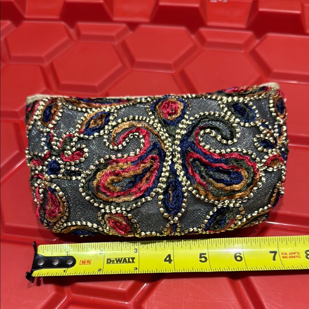 Embroidered Clutch with Multicolor Design